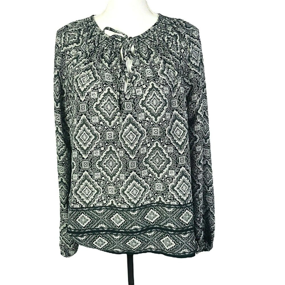 GAP Black Peasant Semi Sheer Blouse Top Small